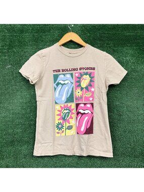 The Rolling Stones Graphic Art tan T-Shirt Size Medium